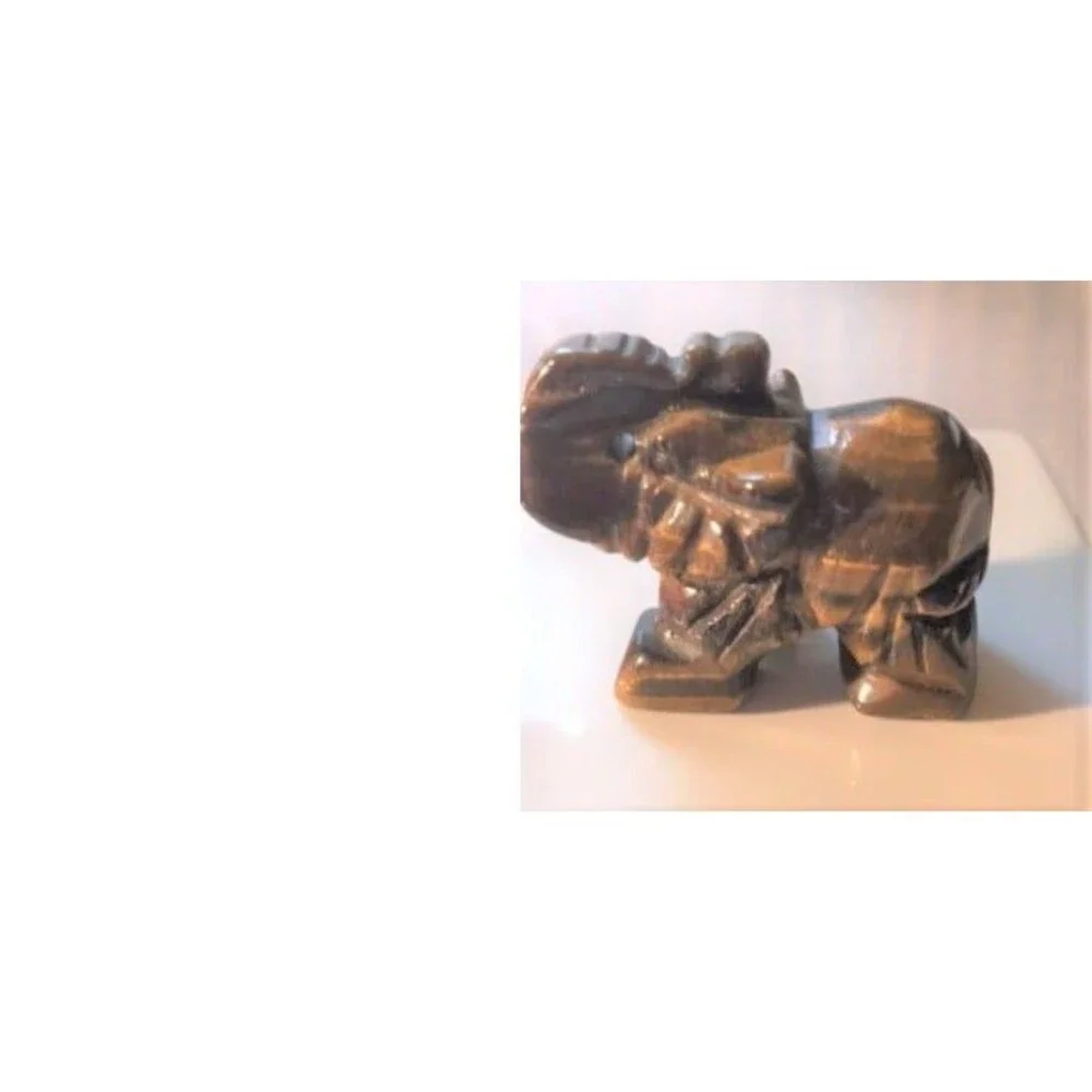Yellow Tiger Eye Elephant Carving